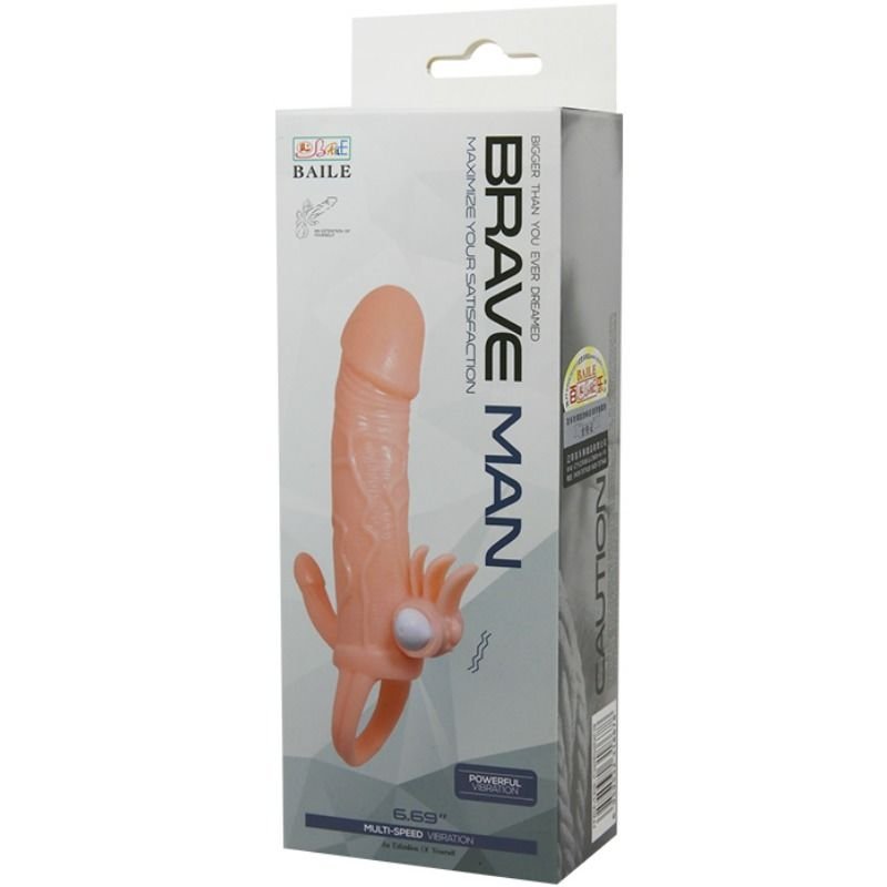 BAILE - CAPA PARA PÉNIS BRAVE MAN COM CARNE DE ESTIMULAÇÃO CLITÓRICA E ANAL 16.5 CM - Image 2