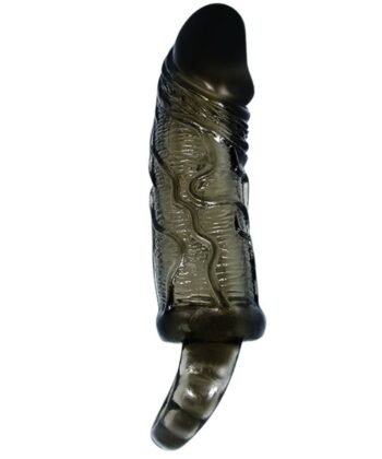 BAILE - FUNDA EXTENSORA PENE CON STRAP PARA TESTÍCULOS NEGRO 13.5 CM