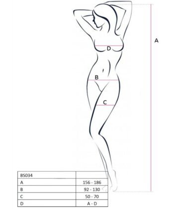 Alternative view of PASSION - WOMAN BS034 BODYSTOCKING BLANCO TALLA ÚNICA