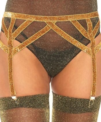 LEG AVENUE - CINTO-LIGA ELSTICO LUREX TAMANHO ÚNICO
