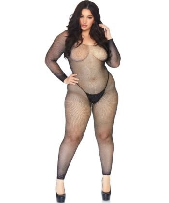LEG AVENUE - BODYSTOCKING EN RED CON BRILLANTE 1X-2X