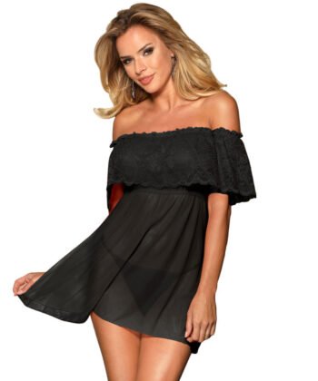 SUBBLIME - SET VESTIDO CORTO + TANGA NEGRO S/M