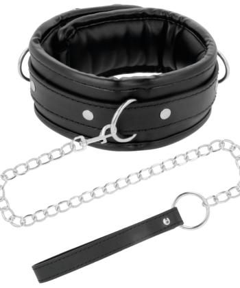 Alternative view of DARKNESS - COLAR DE COURO MACIO COM CORRENTE