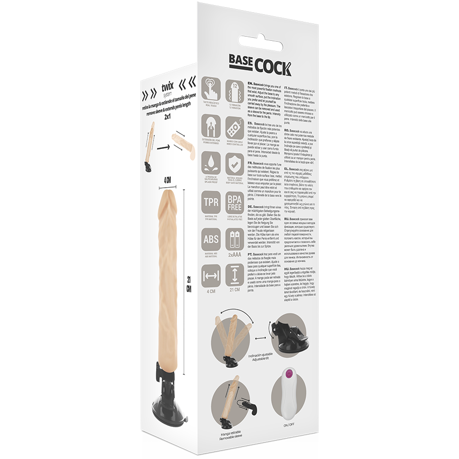 BASECOCK - VIBRADOR REALÍSTICO CONTROL REMOTO NATURAL 21 CM -O- 4 CM - Image 3