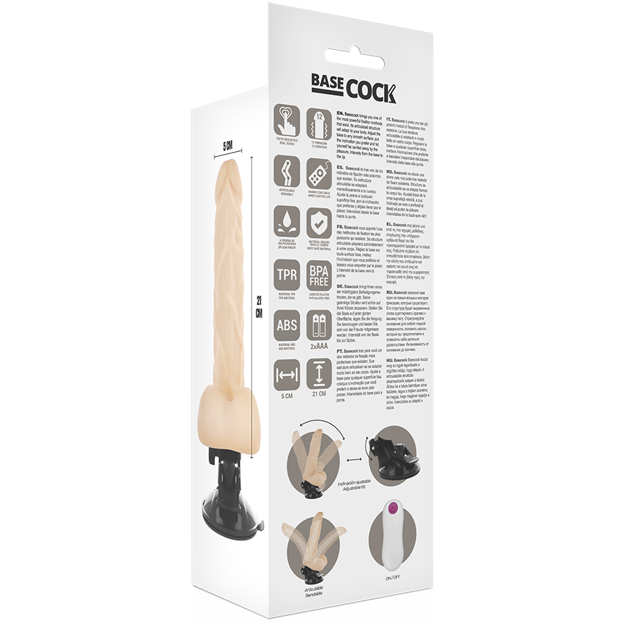BASECOCK - VIBRADOR REALÍSTICO ARTICULABLE CONTROL REMOTO NATURAL 21 CM -O- 5 CM - Image 4