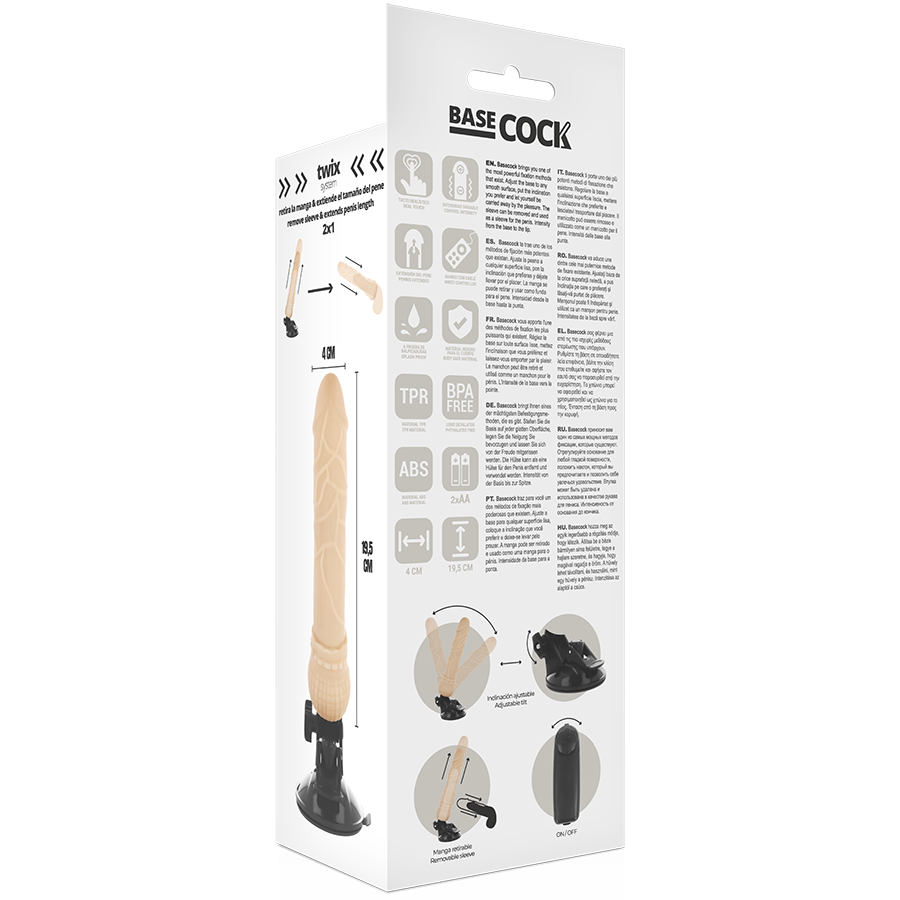 BASECOCK - VIBRADOR REALÍSTICO CONTROL REMOTO NATURAL 19.5 CM -O- 4 CM - Image 4