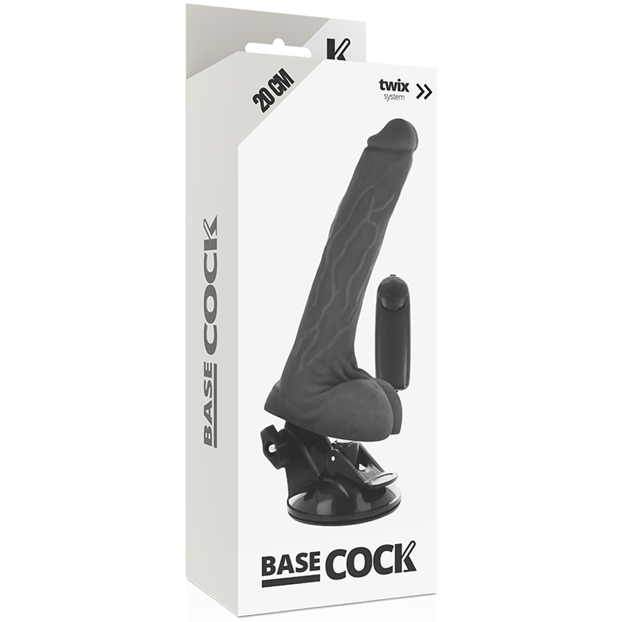 BASECOCK - VIBRADOR REALÍSTICO DE CONTROLE REMOTO PRETO COM TESTÍCULOS 20 CM - Image 4