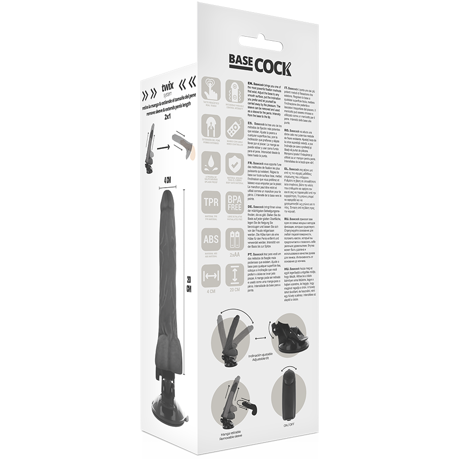 BASECOCK - VIBRADOR REALÍSTICO DE CONTROLE REMOTO PRETO COM TESTÍCULOS 20 CM - Image 5