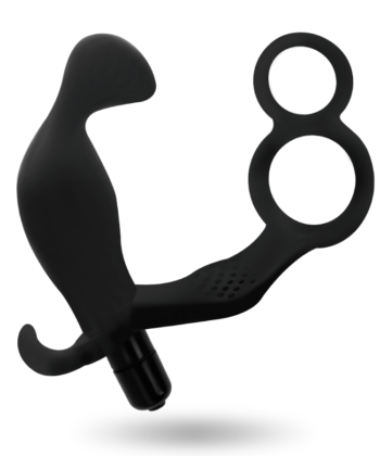ADDICTED TOYS - PLUG ANAL COM ANEL DE PÊNIS DUPLO E TESTÍCULOS PRETO