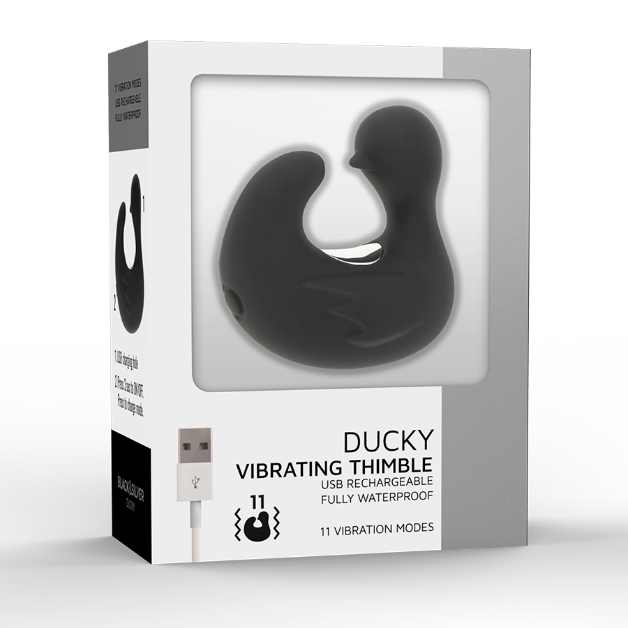 BLACK&SILVER - DEDAL DE PATO ESTIMULANTE DE SILICONE RECARREGÁVEL DUCKYMANIA - Imagem 4