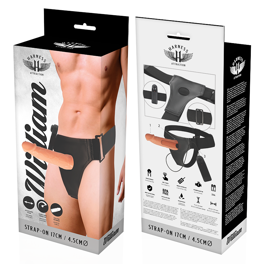 HARNESS ATTRACTION - WILLIAN HOLLOW RNES COM VIBRADOR 17 CM -O- 4.5 CM - Imagem 3