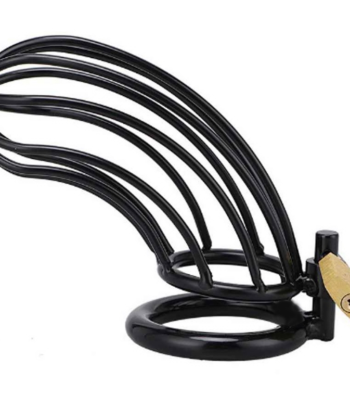 METAL HARD - GAIOLA DE ANEL DE CASTIDADE DE PSSARO PRETO DE METAL