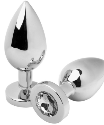 METAL HARD - PLUG ANAL DIAMANTE MÉDIO TRANSPARENTE 7,62CM