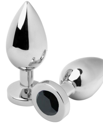 METAL HARD - PLUG ANAL DIAMANTE PRETO MÉDIO 7,62CM
