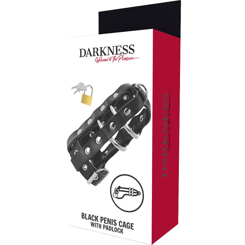 DARKNESS - GAIOLA DE CASTIDADE DE COURO COM FECHADURA - Image 4