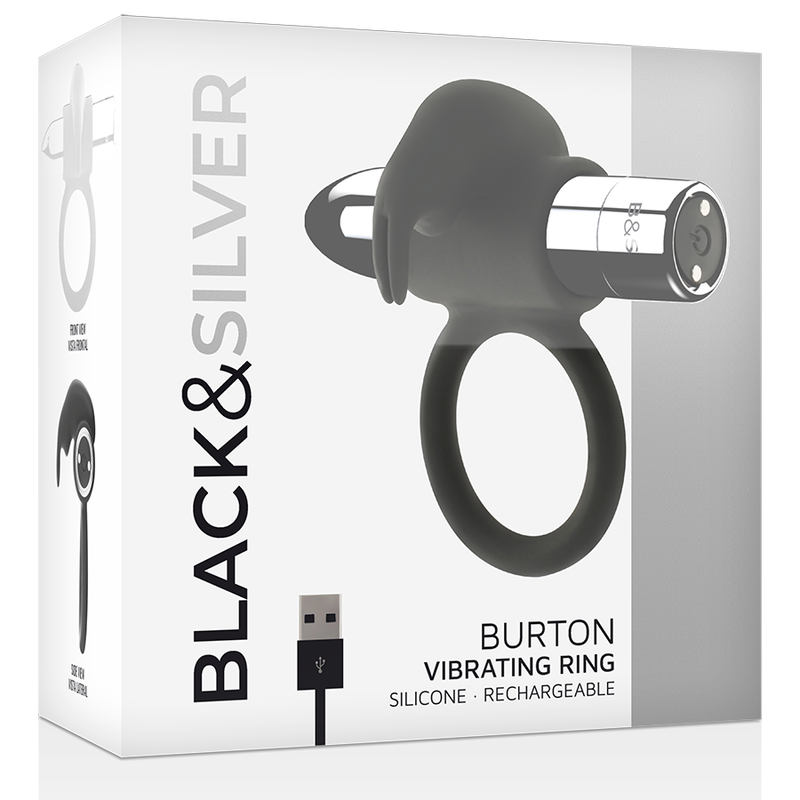 BLACK&SILVER - ANEL RECARREGÁVEL BURTON 10 MODOS DE VIBRAÇÃO - Imagem 2
