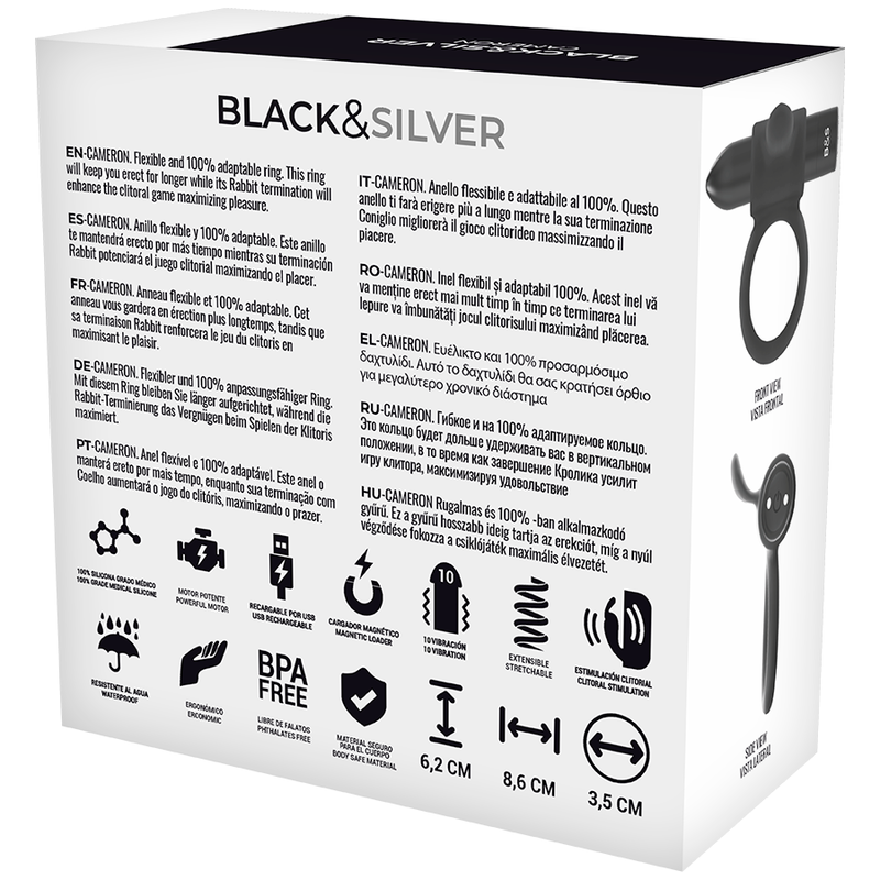 BLACK&SILVER - ANEL RECARREGÁVEL CAMERON PRETO - Image 2