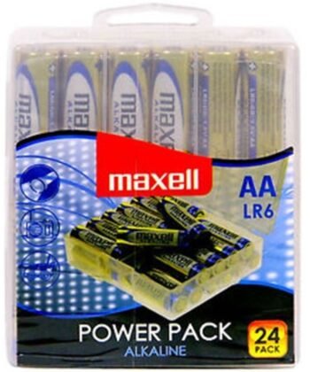 MAXELL - PACOTE DE BATERIA ALCALINA AA LR6 * 24 PILHAS