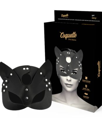COQUETTE CHIC DESIRE – MÁSCARA DE GATO EM COURO VEGANO PRETA