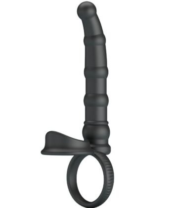 PRETTY LOVE - ANEL VIBRATÓRIO PARA PÊNIS TATUM COM PLUG 10 VIBRAÇÕES PRETO