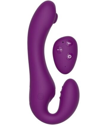 XOCOON - VIBRADOR STRAP-ON 2 EM 1 SEM ALÇAS COM CONTROLE REMOTO ROXO