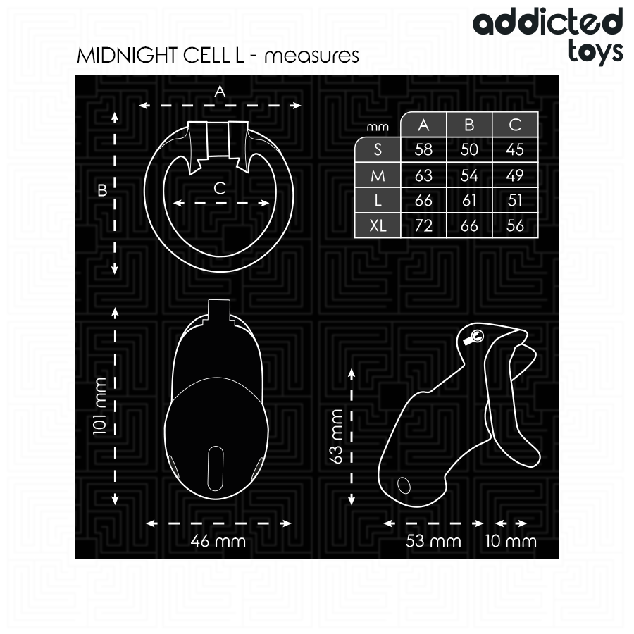 ADDICTED TOYS LOCKED - GAIOLA PENIANA MINDNIGHT CELL, TAMANHO L - Imagem 2