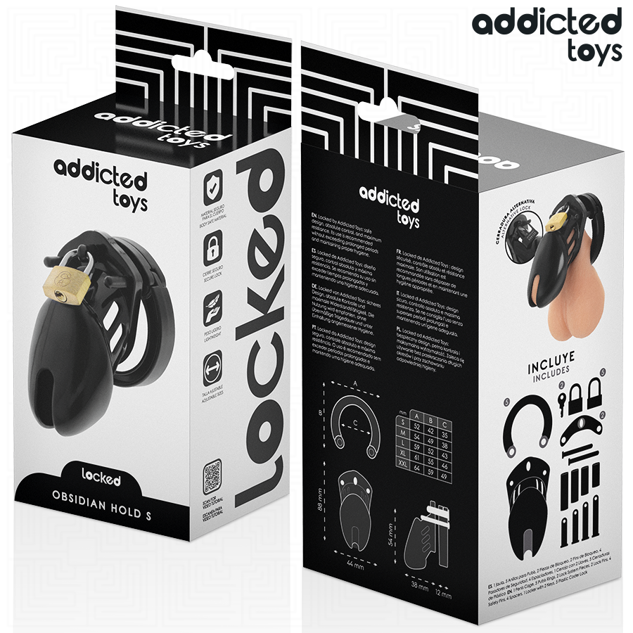 ADDICTED TOYS LOCKED - GAIOLA DE PÊNIS DE OBSIDIANA TAMANHO S - Imagem 5