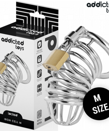 ADDICTED TOYS LOCKED - GAIOLA DE PÊNIS DE METAL COM CÉLULA DE FERRO TAMANHO M