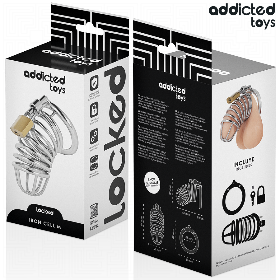 ADDICTED TOYS LOCKED - GAIOLA DE PÊNIS DE METAL COM CÉLULA DE FERRO TAMANHO M - Imagem 3