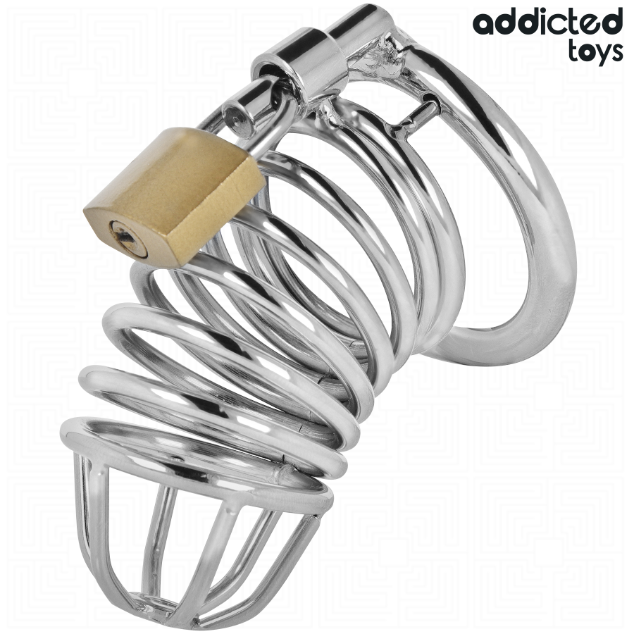 ADDICTED TOYS LOCKED - GAIOLA DE PÊNIS DE METAL COM CÉLULA DE FERRO TAMANHO M - Imagem 5