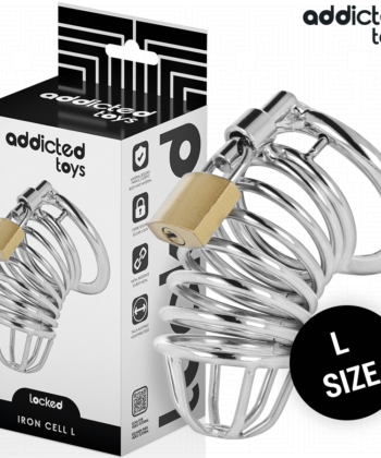 ADDICTED TOYS LOCKED - GAIOLA DE PÉNIS DE METAL COM CÉLULA DE FERRO 5 CM TAMANHO L
