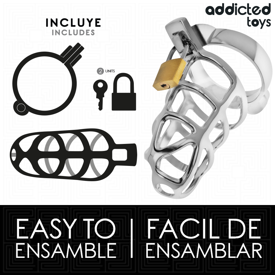 ADDICTED TOYS LOCKED - GAIOLA DE PÊNIS COM TRAVA DE PRATA TAMANHO M - Imagem 3