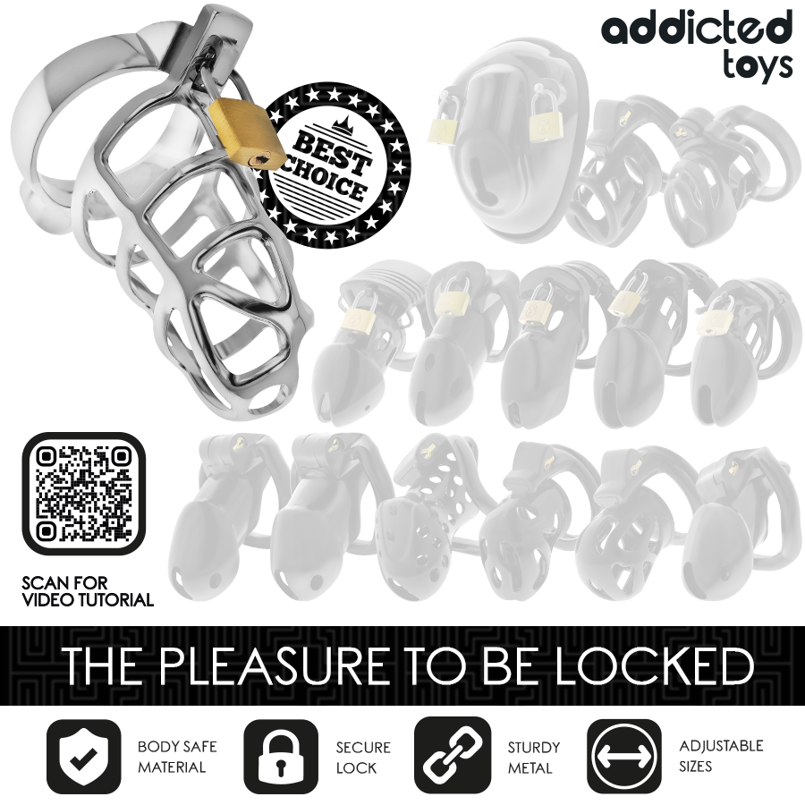 ADDICTED TOYS LOCKED - GAIOLA DE PÊNIS COM TRAVA DE PRATA TAMANHO M - Imagem 5