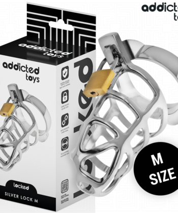 ADDICTED TOYS LOCKED - GAIOLA DE PÊNIS COM TRAVA DE PRATA TAMANHO M
