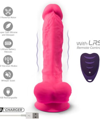 SILEXD - MODELO DE PÊNIS REALISTA 18 VIBRAÇÃO ROSA + CONTROLE REMOTO LRS