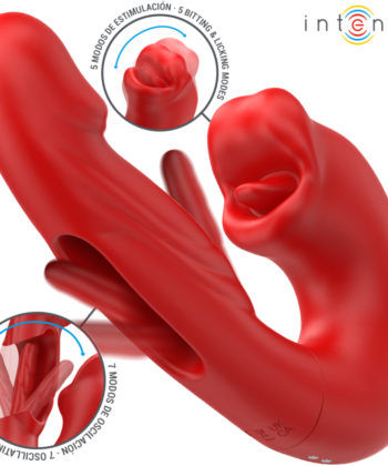 Visão alternativa de INTENSE - NATHY VIBRADOR DUPLO COM BOCA ESTIMULANTE MULTIFUNÇÕES VERMELHO