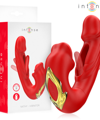 INTENSE - NATHY VIBRADOR DUPLO COM BOCA ESTIMULANTE MULTIFUNÇÕES VERMELHO