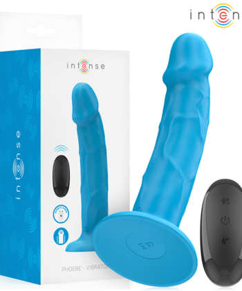 INTENSE - VIBRADOR REALÍSTICO PHOEBE 10 VIBRAÇÕES CONTROLE REMOTO AZUL