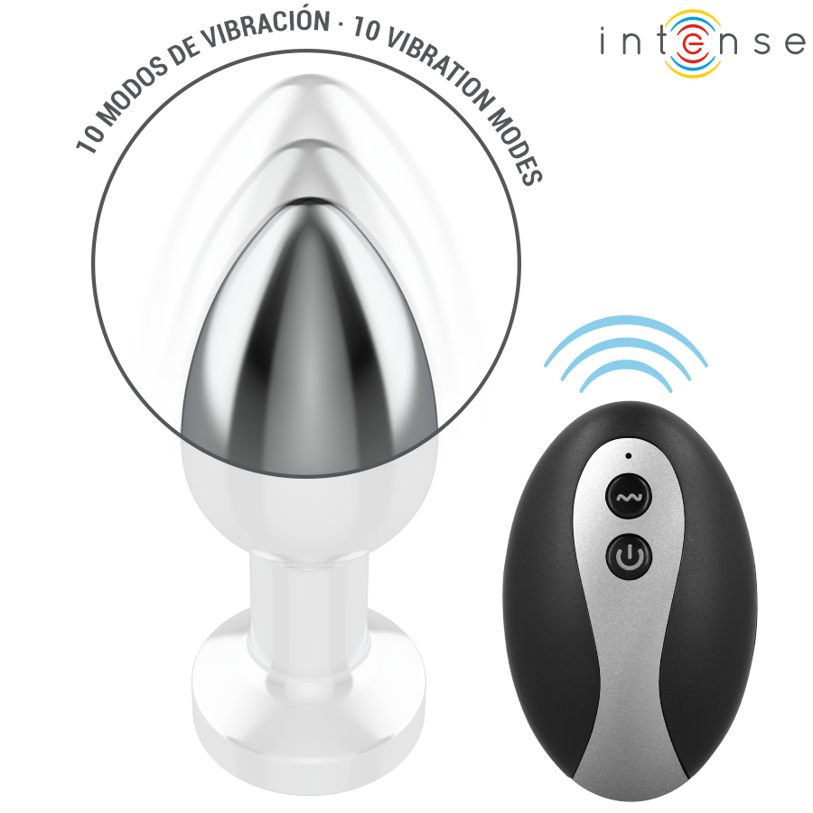 INTENSE - PLUG ANAL DE METAL VIBRANTE COM LUZES LED E CONTROLE REMOTO - TAMANHO S - Image 4