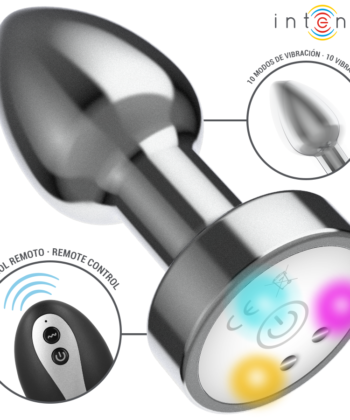 Visão alternativa de INTENSE - PLUG ANAL DE METAL VIBRANTE COM LUZES LED E CONTROLE REMOTO - TAMANHO M