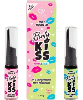 SECRETPLAY - GÉIS PARA BEIJOS FLERTANTES COM EFEITOS DE SEXO ORAL MORANGO E HORTELÃ 2 x 8 GR