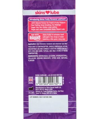 Visão alternativa de SKINS - LUBRIFICANTE À BASE DE ÁGUA COM SABOR FRUTADO DE MANGA E MARACUJÁ - DOSE ÚNICA DE 5 ML