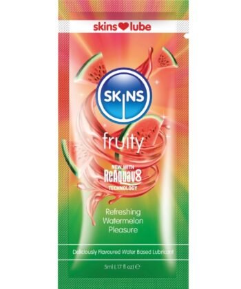SKINS - LUBRIFICANTE À BASE DE ÁGUA COM SABOR DE MELANCIA - DOSE ÚNICA DE 5 ML
