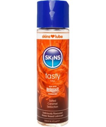 SKINS - LUBRIFICANTE SABOROSO À BASE DE ÁGUA COM CARAMELO SALGADO 130 ML