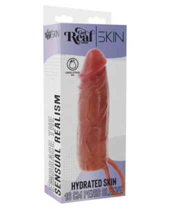 GET REAL - CAPA DE SILICONE PARA PÉNIS HIDRATADA CARAMELO 16 CM - Image 4