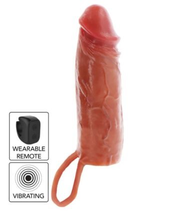GET REAL - CAPA VIBRATÓRIA DE SILICONE PARA PELE HIDRATADA, CARAMELO, 16 CM
