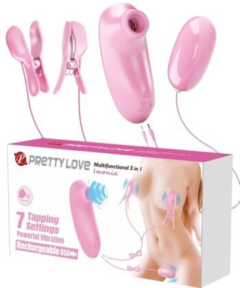PRETTY LOVE - IMONIE KIT MULTIFUNCIONAL 3 EM 1 COM VENTOSA, MAMILOS E CLITÓRIS