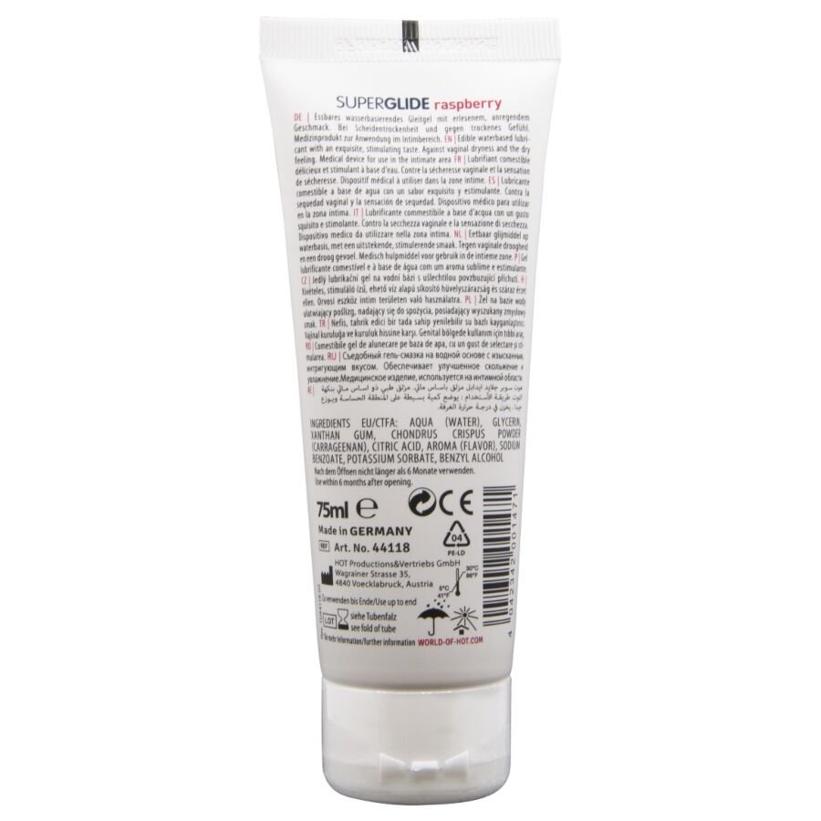 HOT - SUPERGLIDE LUBRIFICANTE COMESTÍVEL À BASE DE ÁGUA COM SABOR FRAMBOESA 75 ML - Image 2
