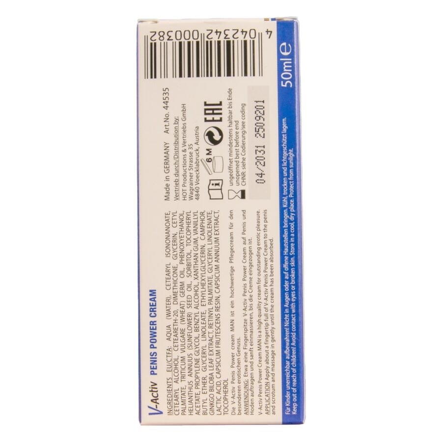HOT - CREME PARA POTÊNCIA PENIANA V-ACTIV PARA HOMENS 50 ML - Imagem 3