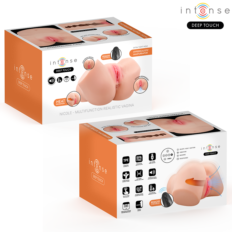 INTENSE DEEP TOUCH - MASTURBADOR VAGINAL NICOLE COM EFEITOS DE SUCÇÃO, CALOR, VIBRAÇÃO E VOZ, COM CONTROLE REMOTO, 5.3 KG - Image 3